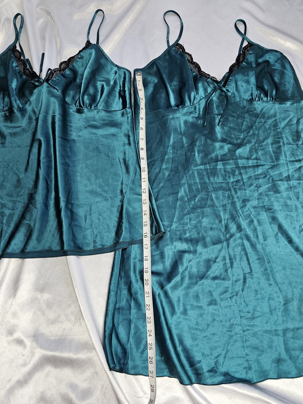 Satin Teal Lace-Trim Nightgown & Robe Set - Picture 6 of 8